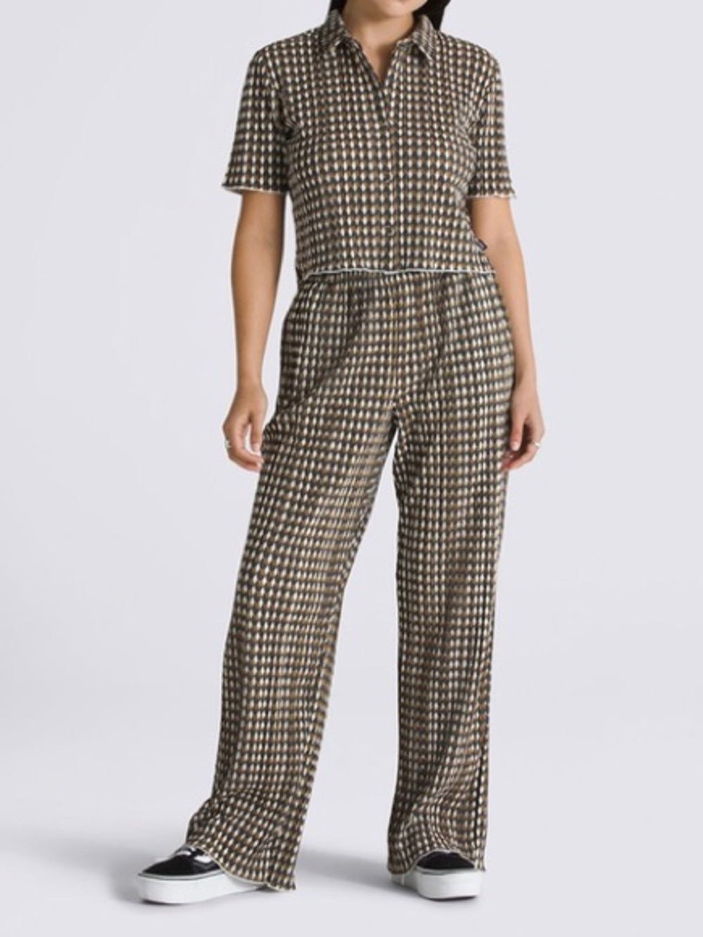 Vans Brown and Cream Patterned Short Sleeve Jumpsuit